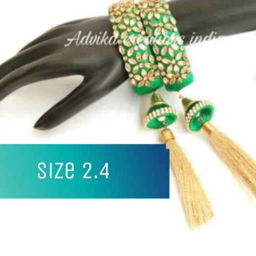 SilkThread Kada Stone Bangle Green ( 2.4 size ) - Orgoshops