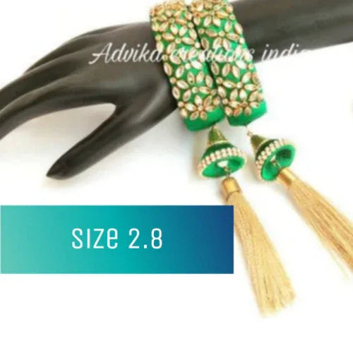 SilkThread Kada Stone Bangle Green ( 2.8 size ) - Orgoshops