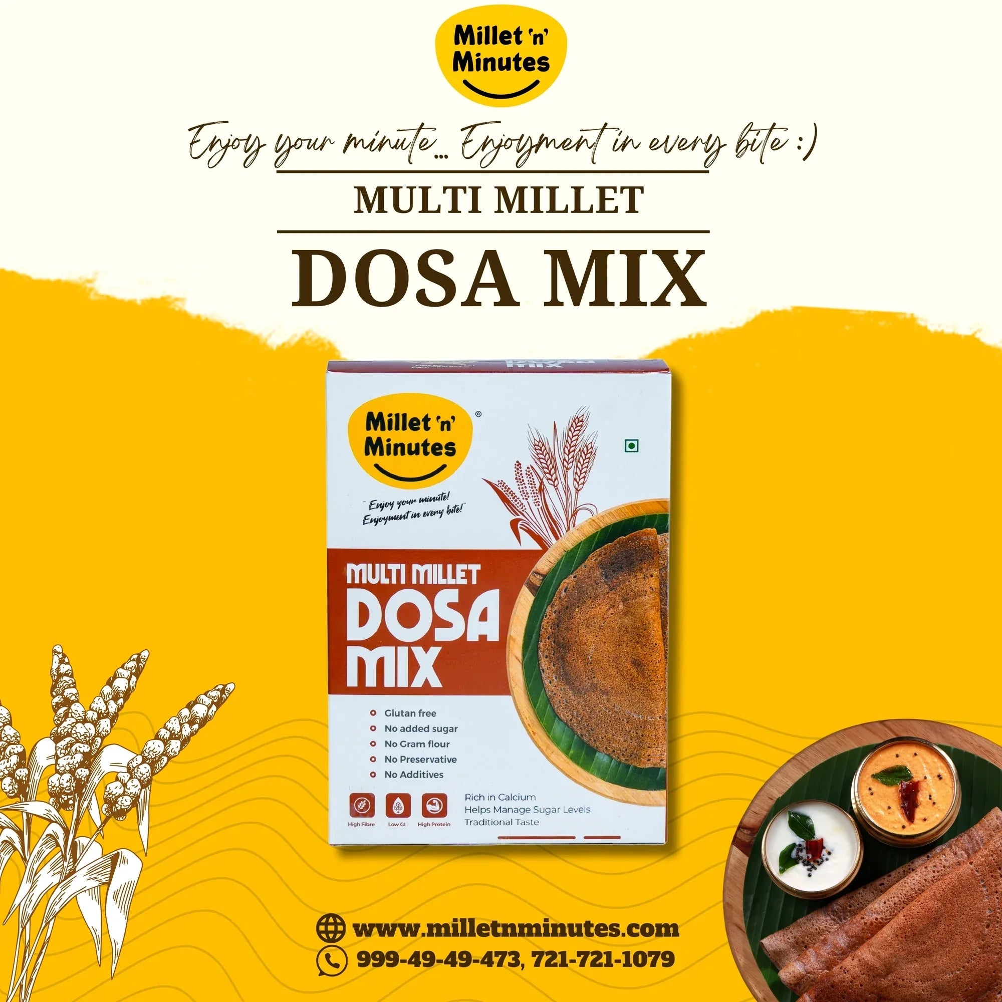 Millet 'n' Minutes Multi Millet Dosa Mix - 500 g - Orgoshops