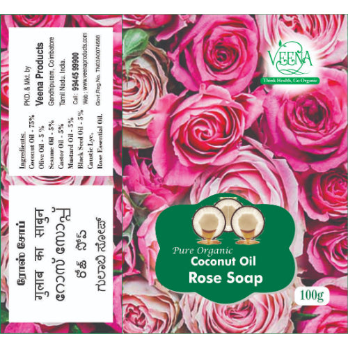 Veena products Rose Natural Soap - 100g ( pack of 2 )