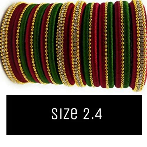 Handmade Silk Thread Bangle Maroon and Green Color (2.4 size) - Orgoshops