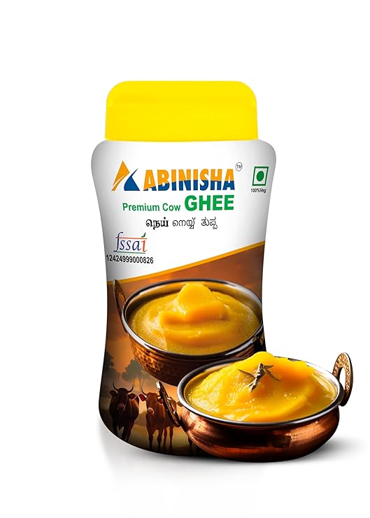 ABINISHA : Ghee | Pure Ghee | Premium Ghee| Cow Ghee | ABINISHA Ghee | A1 Grade Export Quality Ghee | Tuppa - Desi Ghee with Rich Aroma | provides a good supply of energy and vitamin A - 500ml