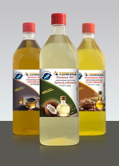 ABINISHA : Combo Of Cold Pressed Coconut Oil / Groundnut Oil / Sesame Oil - 1L Pack Of 1(Each)