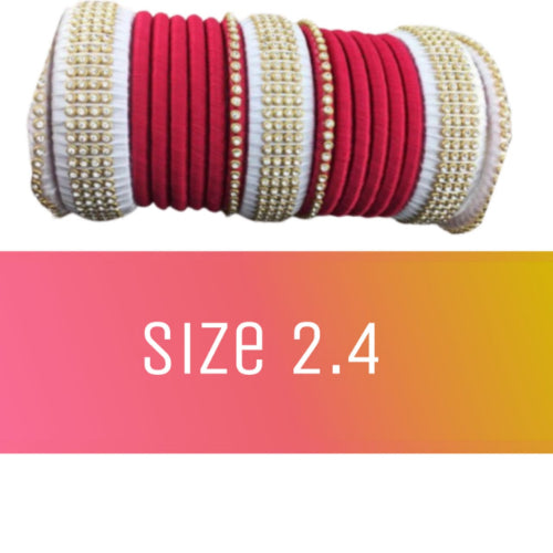 Party wear Bangles for Womens and Girls (2.4 size) Red and White