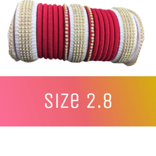 Party wear Bangles for Womens and Girls (2.8 size) Red and White