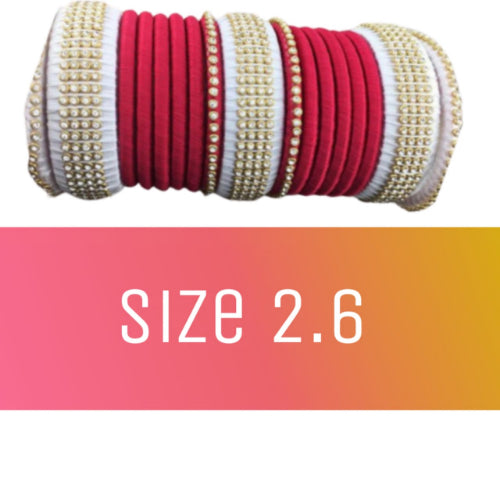 Party wear Bangles for Womens and Girls (2.6 size) Red and White