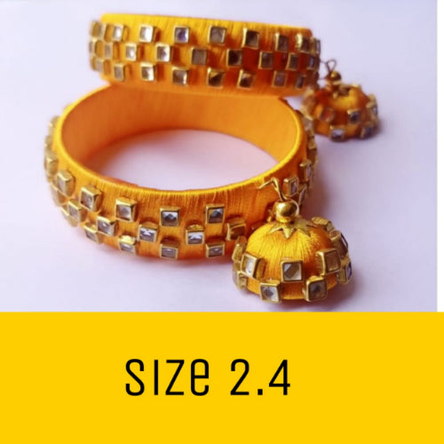 Party wear Stylish Bangles for Womens and Girls (2.4 size) Yellow