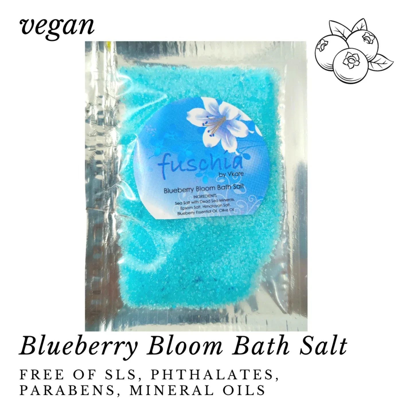 Fuschia - Blueberry Bloom Bath salt - 15 gms(pack of 3) - Orgoshops