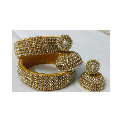 Heavy Stone Work Partywear Bangles and Earrings (2.4 size ) - Orgoshops