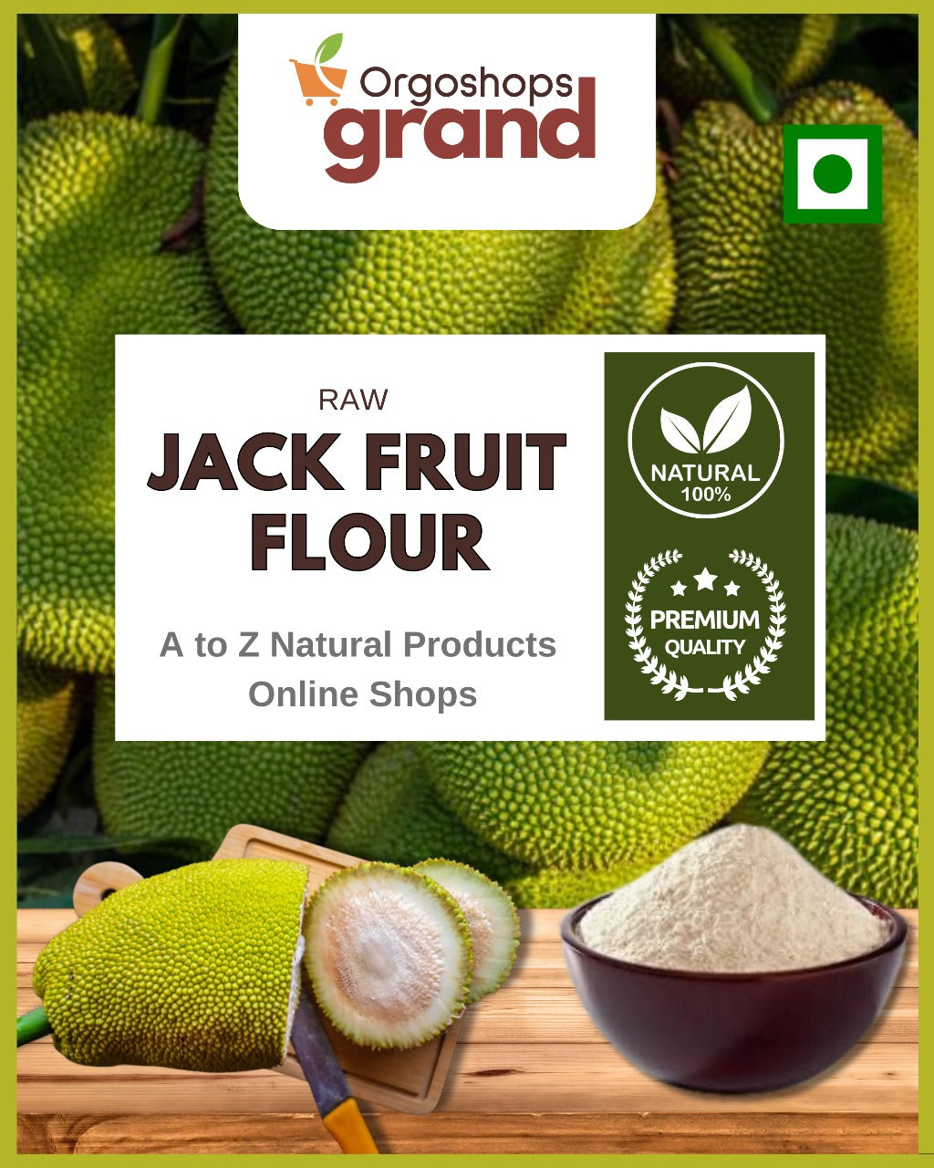 Grand> Jack Fruit  Powder / Flour - 250gm | "100% Natural Jackfruit Flour – Gluten-Free, High Fiber Superfood "