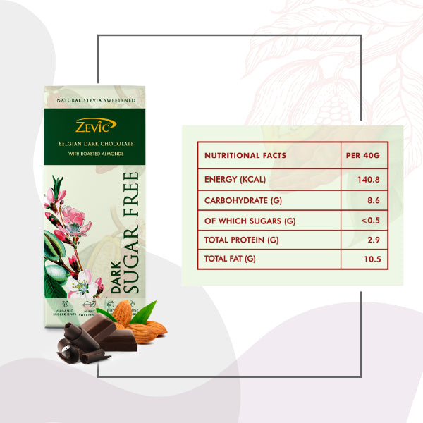 Zevic Stevia Chocolate with Roasted Almonds 40 gm