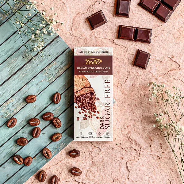 Zevic Stevia Chocolate with Roasted Coffee Beans 40 gm - Orgoshops