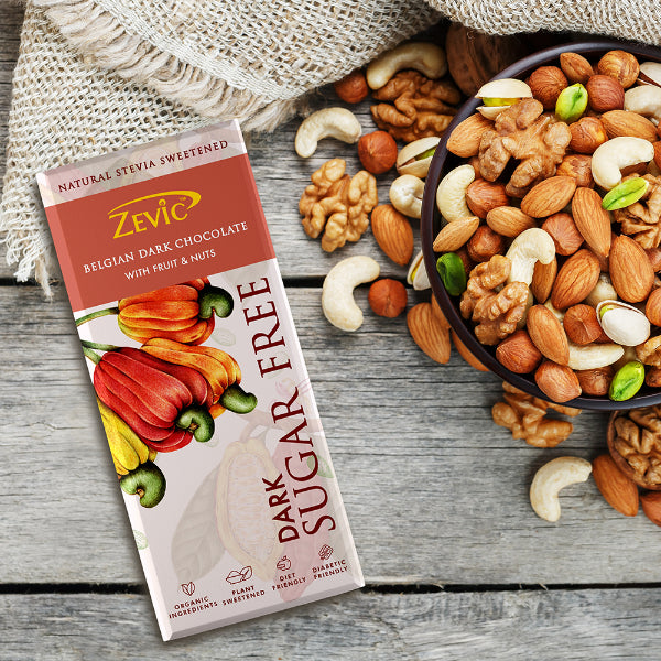 Zevic Belgian Couverture Chocolate with Organic Fruit and Nuts 40 gm