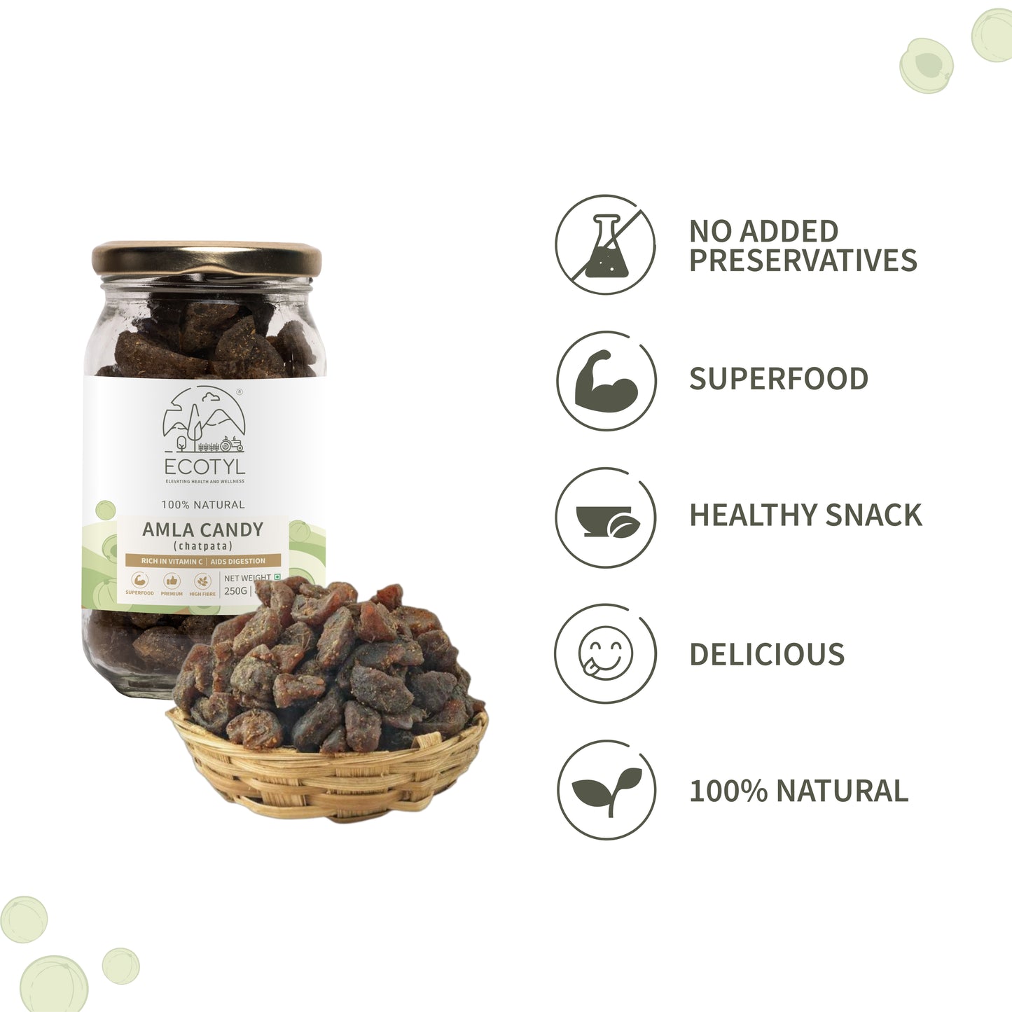 Ecotyl Amla Candy (Chatpata) | After Meal Digestive | Good for Gut Health  - 250g