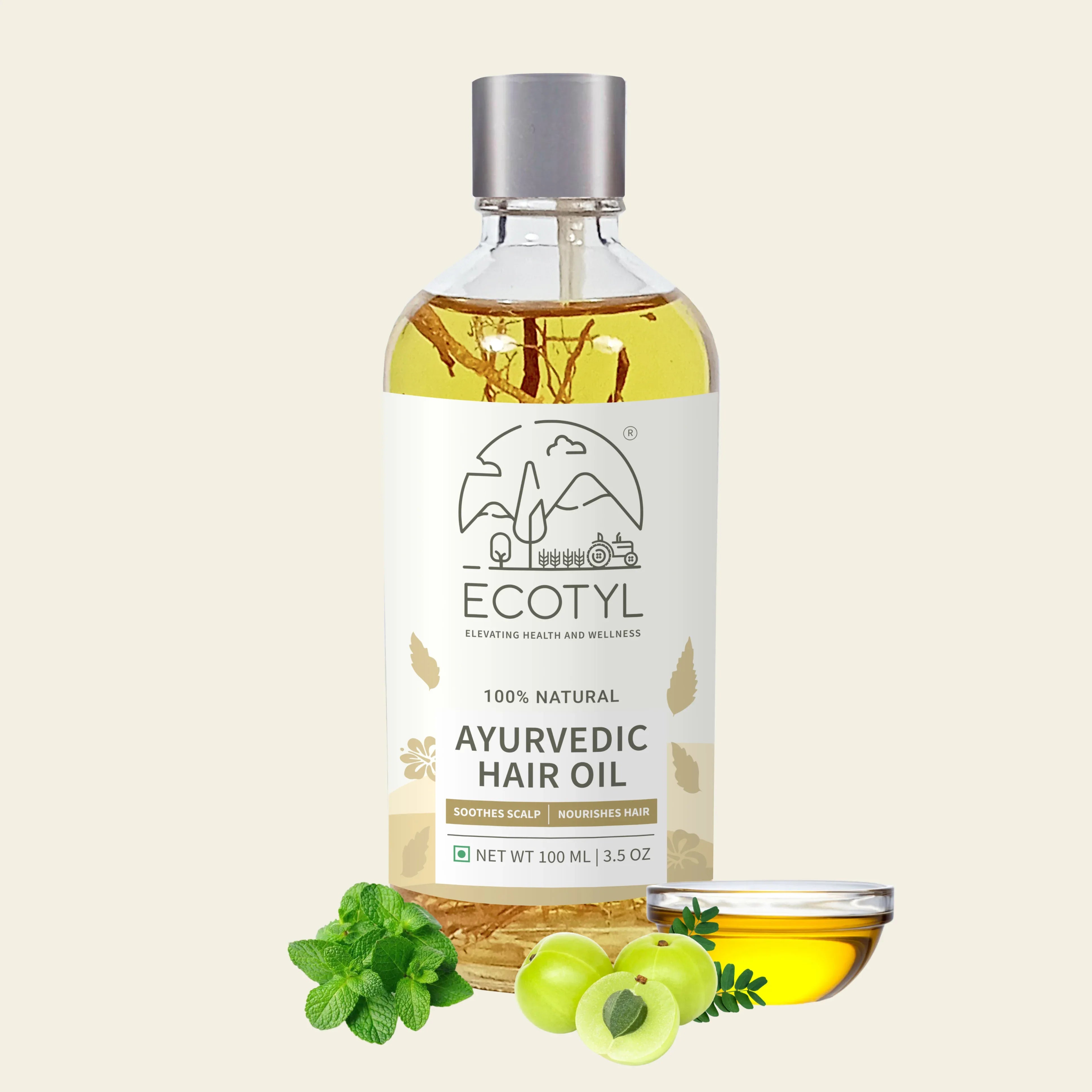 Ecotyl Ayurvedic Hair Oil | Infused with 10+ Herbs | For Hair Fall Control & Hair Growth - 100ml - Orgoshops