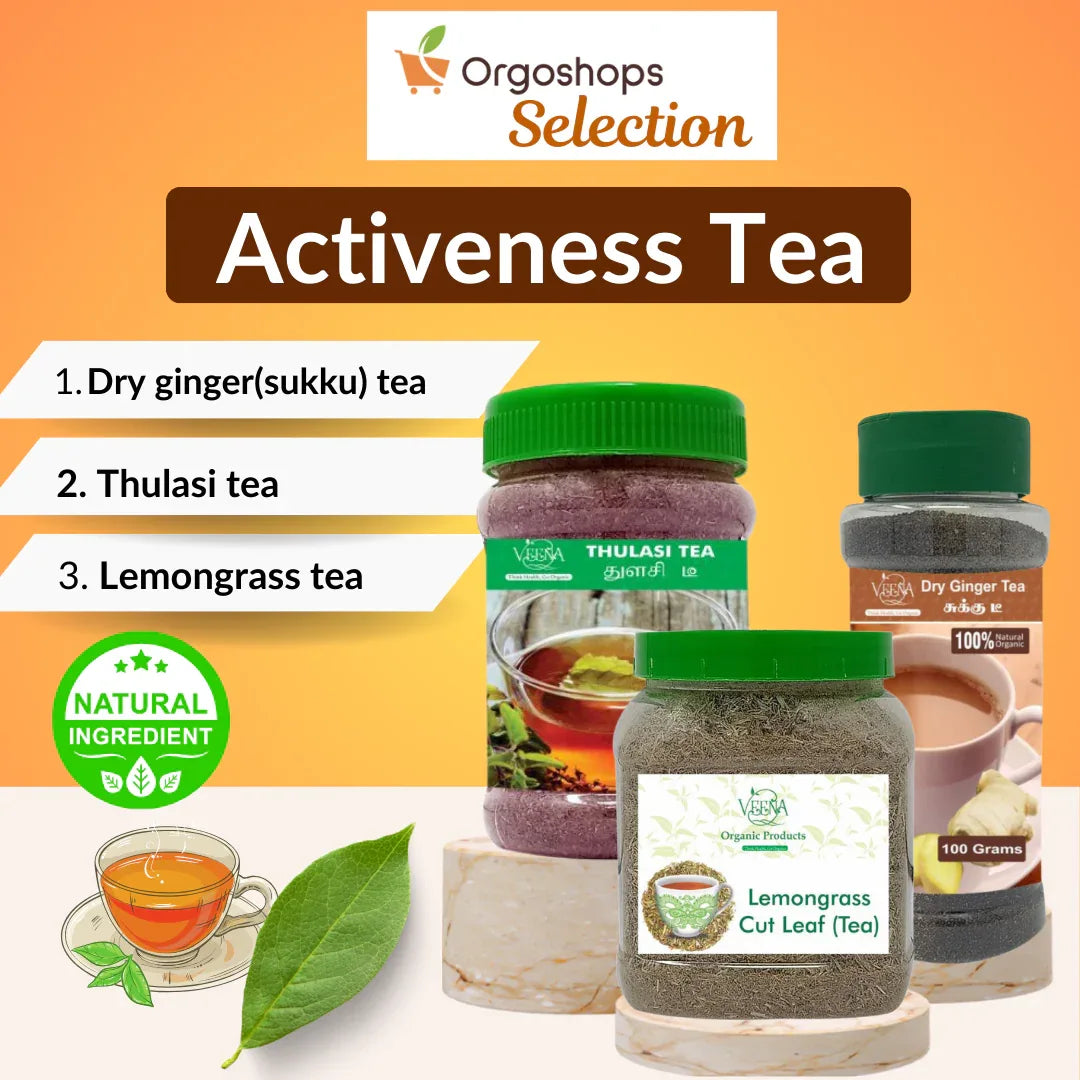 Activeness for Study & work Tea Collections T14 | Combos 3 Products box 265 grams | Veena products - Orgoshops