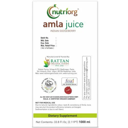 Nutriorg Amla Juice - 1000ml - Orgoshops