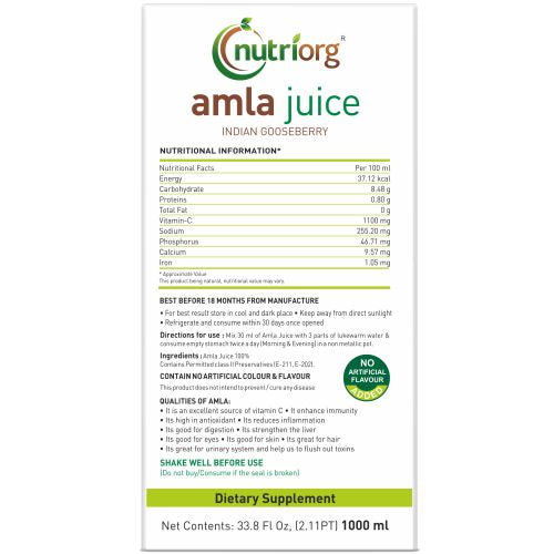 Nutriorg Amla Juice - 1000ml