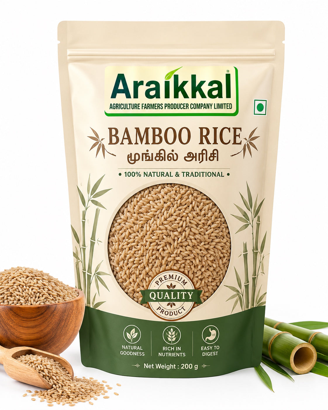 Araikkal Bamboo Rice / Moongil Arisi - 200 g ( Pack of 2)