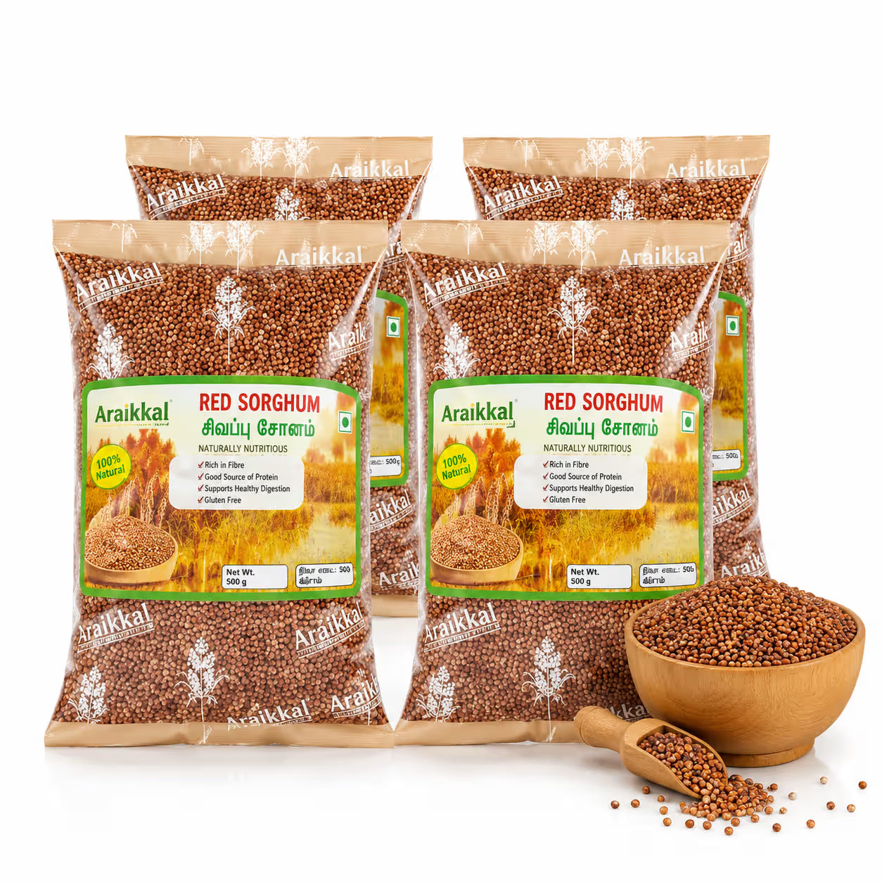 Araikkal Red Sorghum / Sorghum - 500 g (Pack of 4)