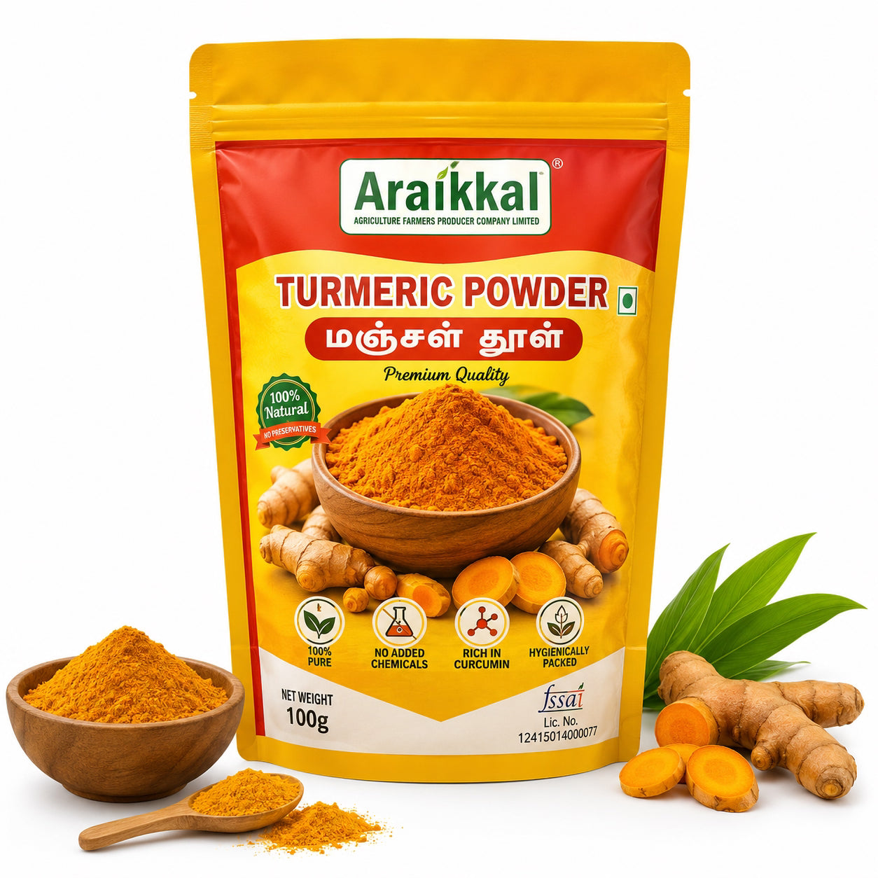 Araikkal : Turmeric Powder / Manjal Thool, 100g ( Pack of 4 )