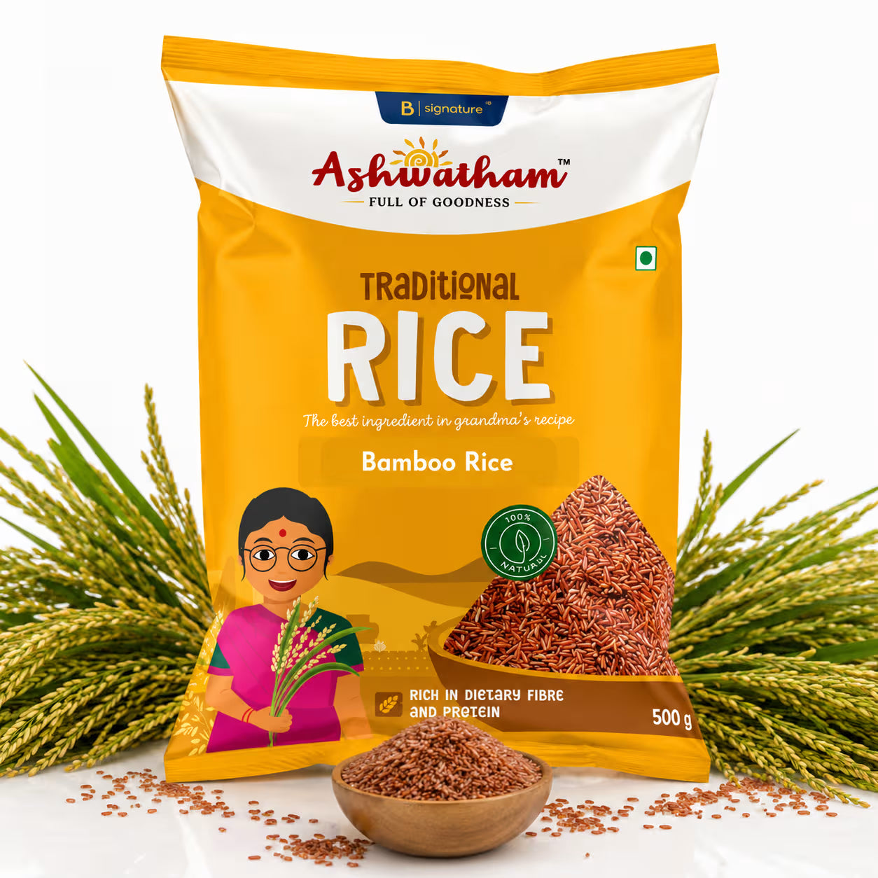Ashwatham Bamboo Rice / Rice / Moongil Arisi - 500 g