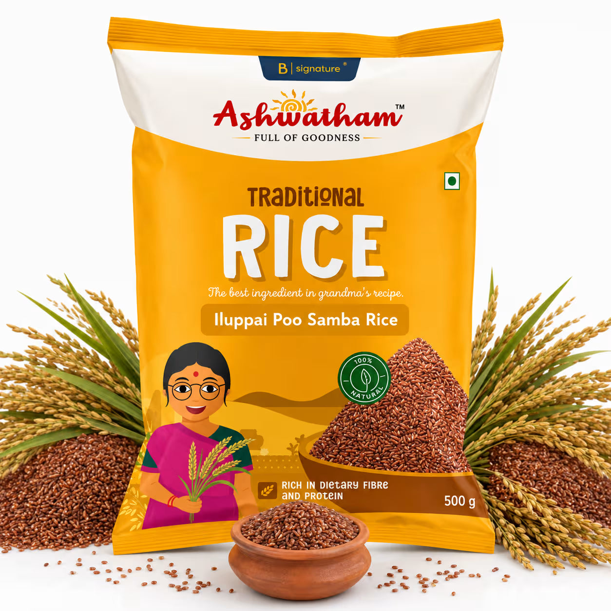 Ashwatham Iluppai Poo Samba Rice / Samba Rice - 500 g