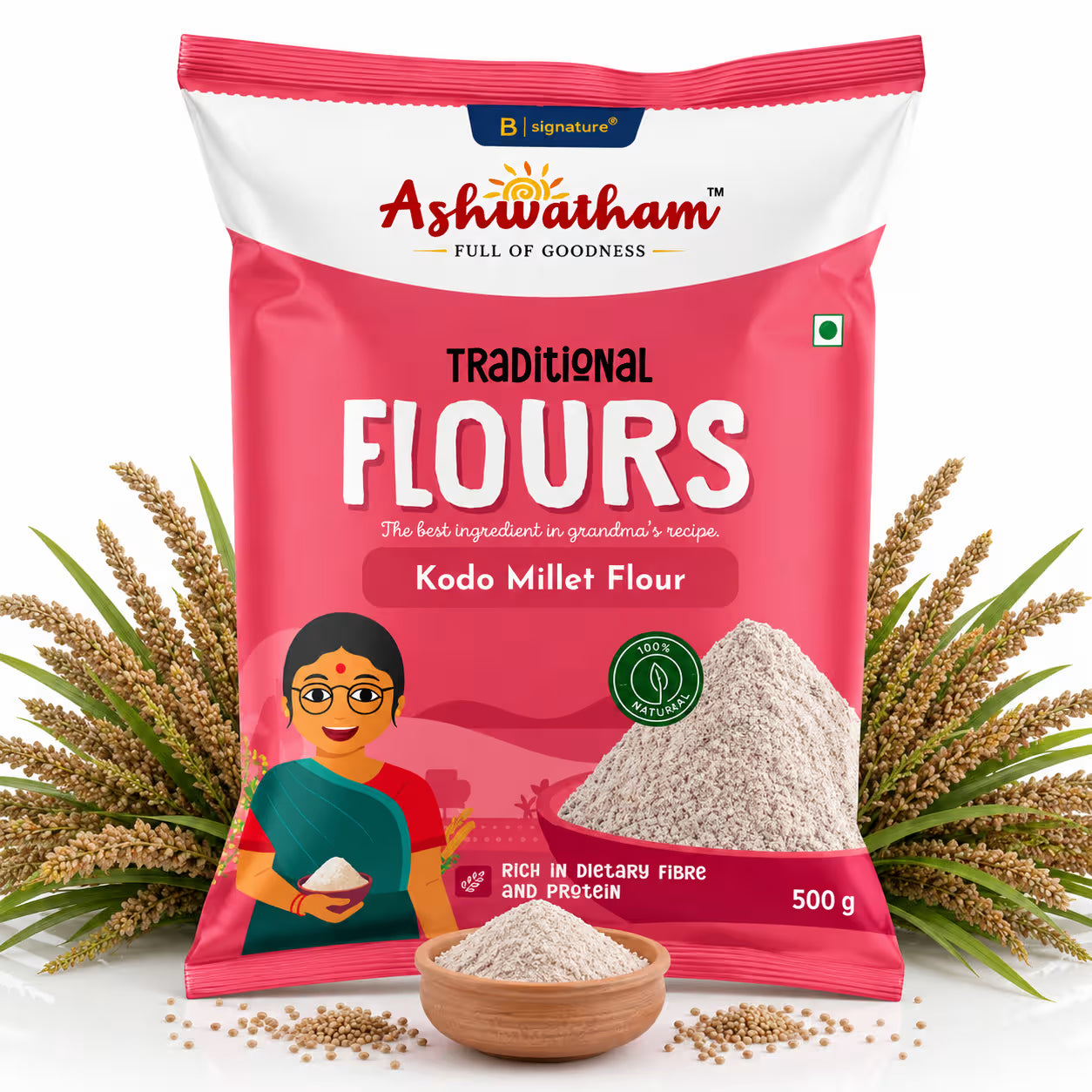 Ashwatham Kodo Millet Flour / Varagu / Millet Flour - 500 g