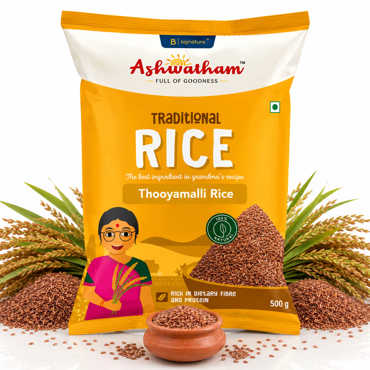 Ashwatham Thooyamalli Rice / Thooyamali Arisi - 500 g ( Pack of 2 )