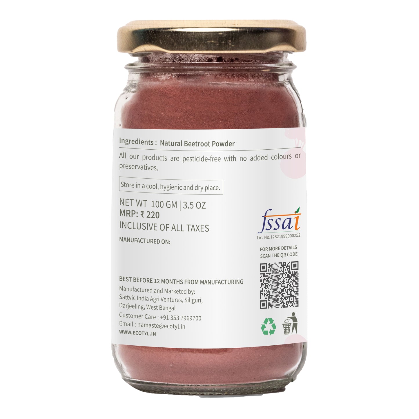Ecotyl Beetroot Powder | Boosts Metabolism | Good For Skin -  100g