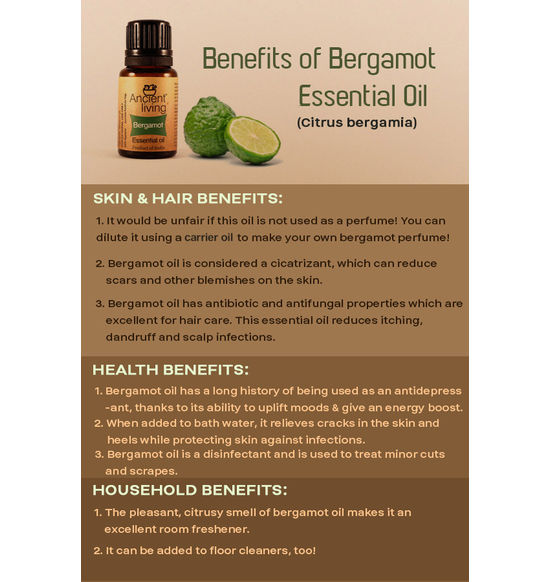 Anciant living Organic Bergamot Essential Oil -10 ml