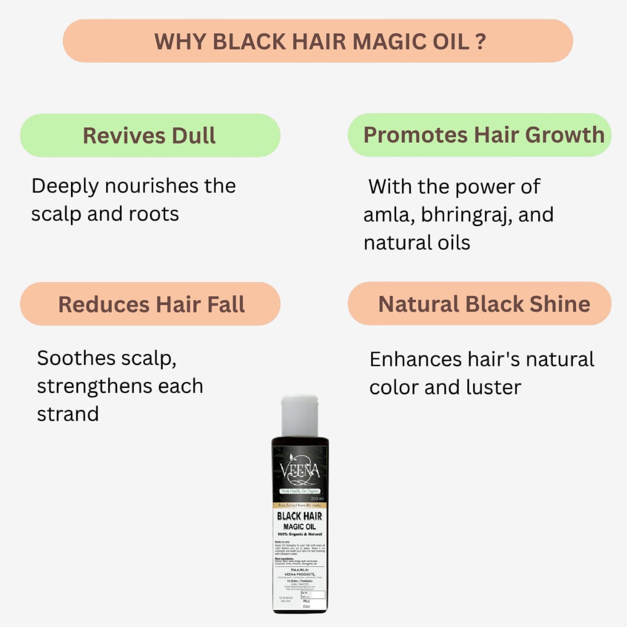 Veena  Black Magic Hair Oil - 100ml (Pack of 2)