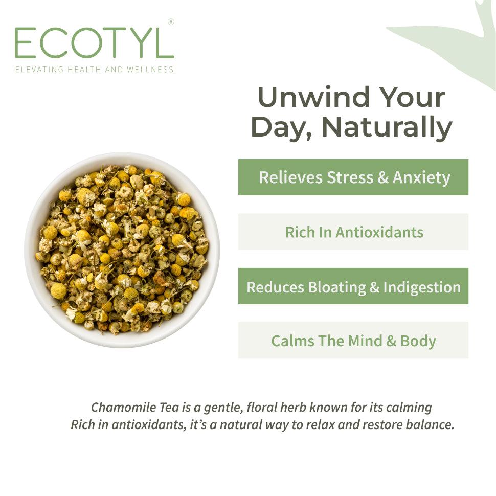 Ecotyl Chamomile Tea | Calming Herbal Tea | Supports Sleep & Relaxation  - 25g