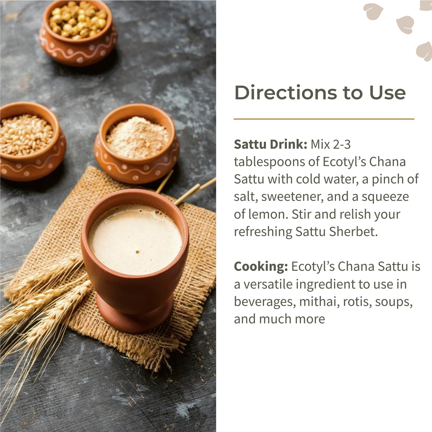 Ecotyl  Sattu Atta | Roasted Gram Flour | Plant Based Protein  - 400g