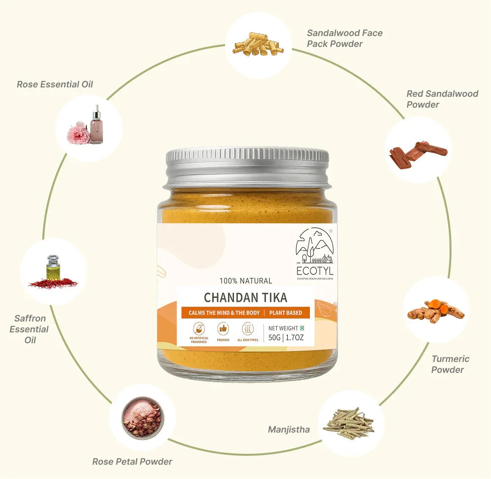 Ecotyl Chandan Teeka | Natural Sandalwood Teeka | Puja & Meditation - 50g - Orgoshops