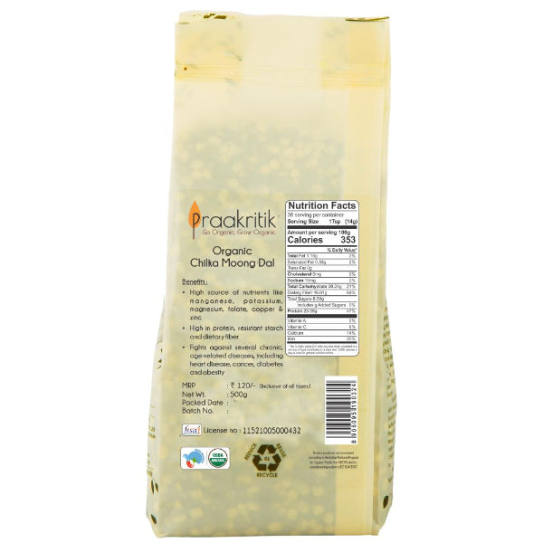 Praakritik Organic Chilka Hara Moong-1kg