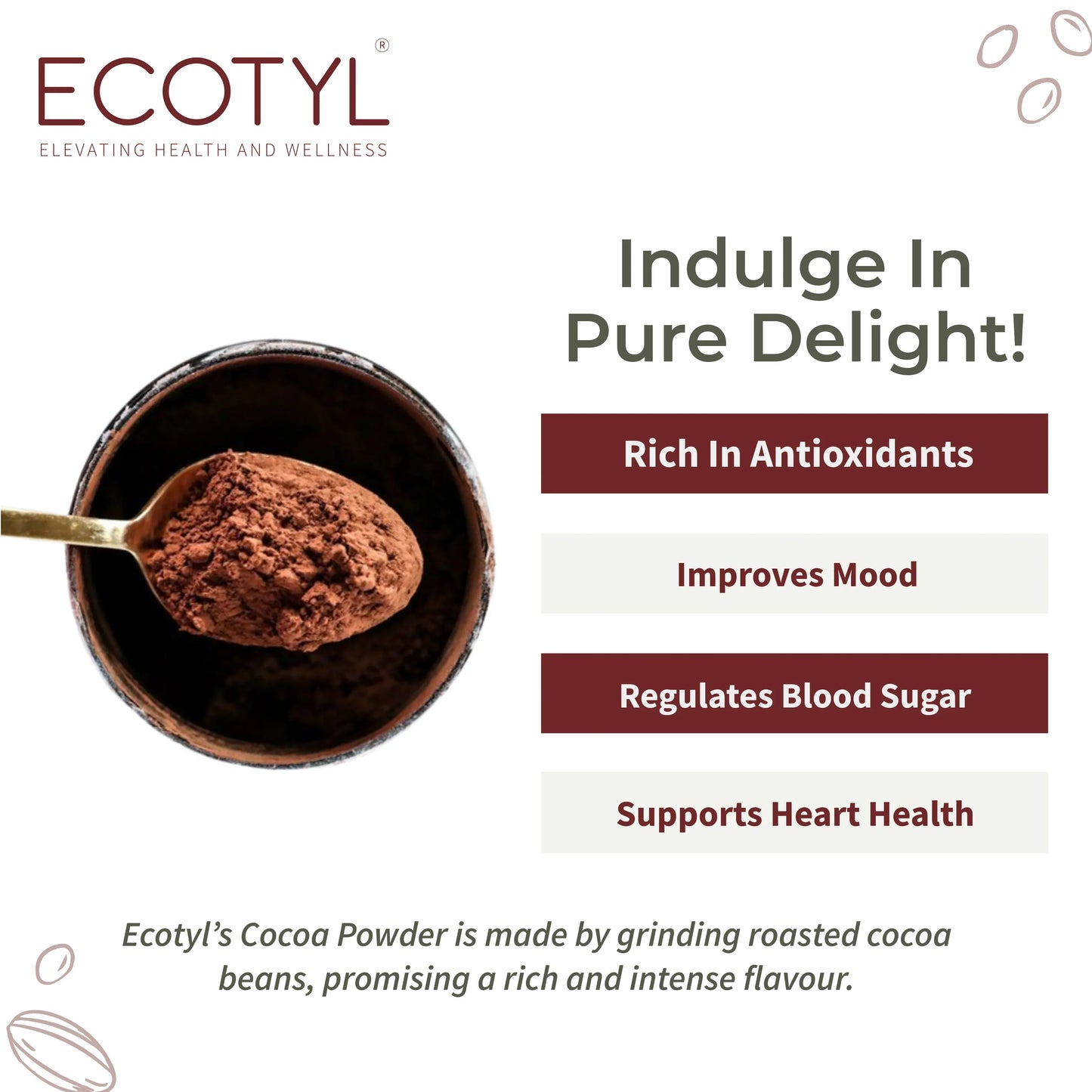 Ecotyl Cocoa Powder | Unsweetened | Perfect for Baking - 150g - Orgoshops