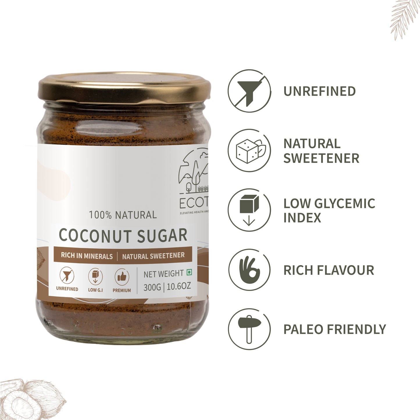 Ecotyl Coconut Sugar | Blossom Sugar | Natural Sweetener  - 300g
