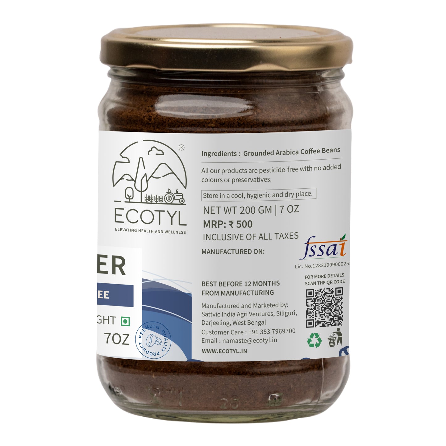 Ecotyl Coffee Powder | 100% Arabica | Strong Flavour & Rich Aroma  - 200g