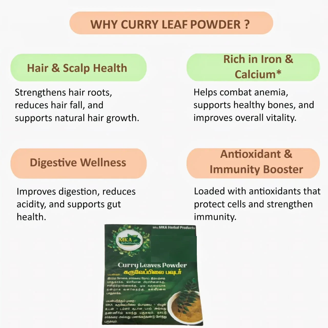 MKA Herbal Curry Leaves Powder - 50 g (Pack of 3) - Orgoshops