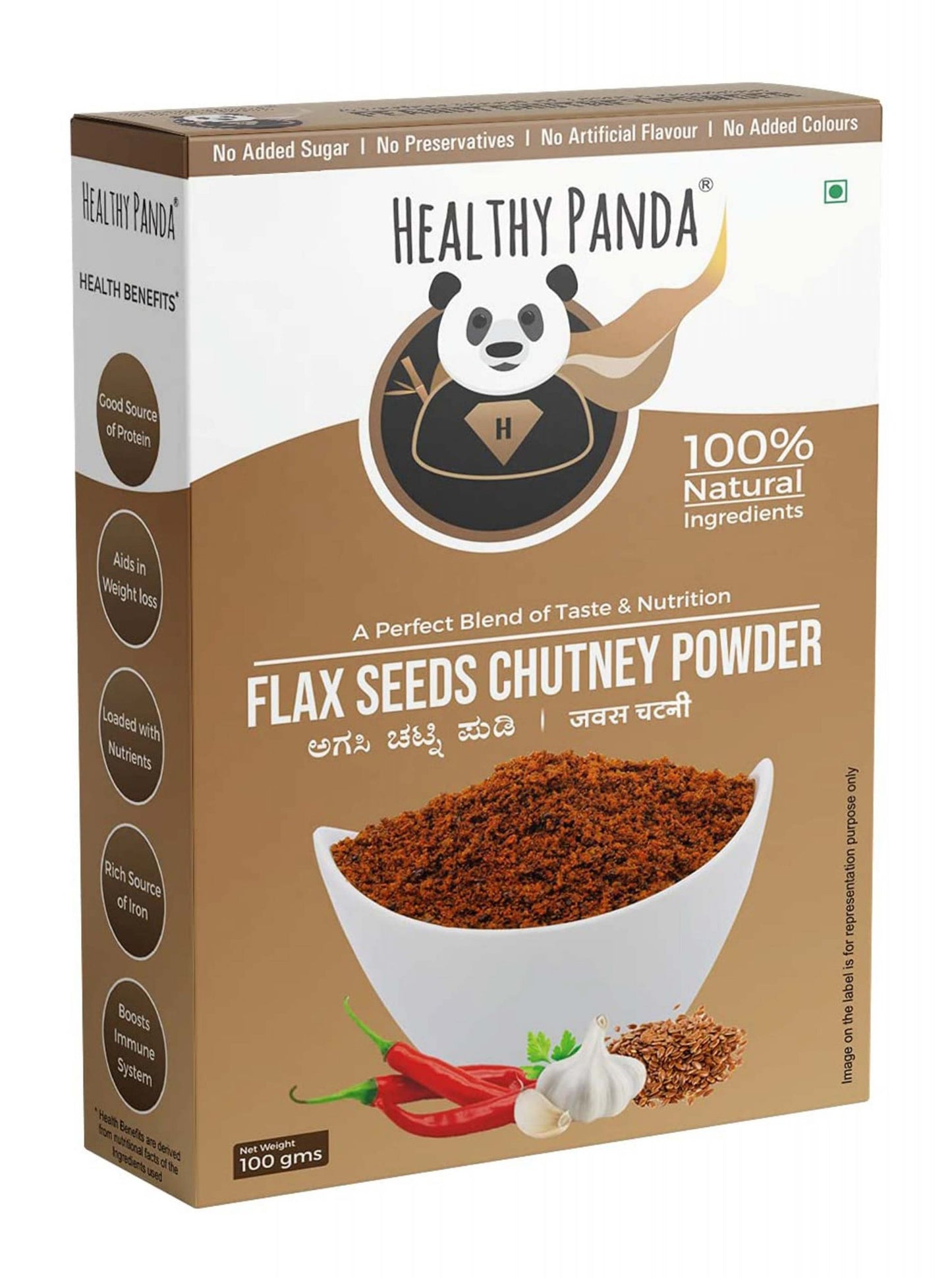 Healthy Panda Flax Seed Chutney Powder - 250 g (125g Pack of 2)