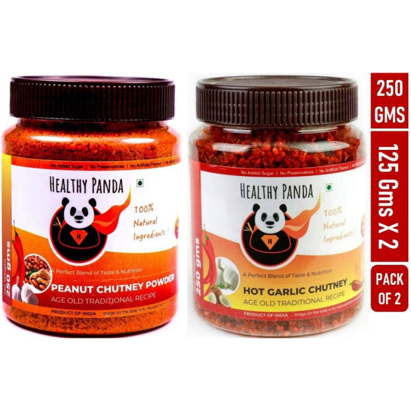 Combo Pack Of Peanut Chutney Powder and Hot Garlic Chutney – 250 g (125g Pack of 2)