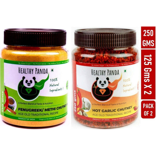 Combo Pack of Fenugreek Chutney and Hot Garlic Chutney - 250 g (125g Pack of 2)