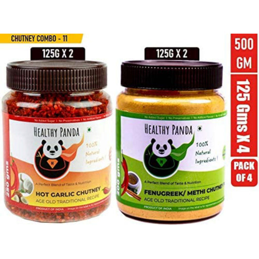 Combo Pack of Hot Garlic and Fenugreek Chutney – 500 g (125g Pack of 2 each)