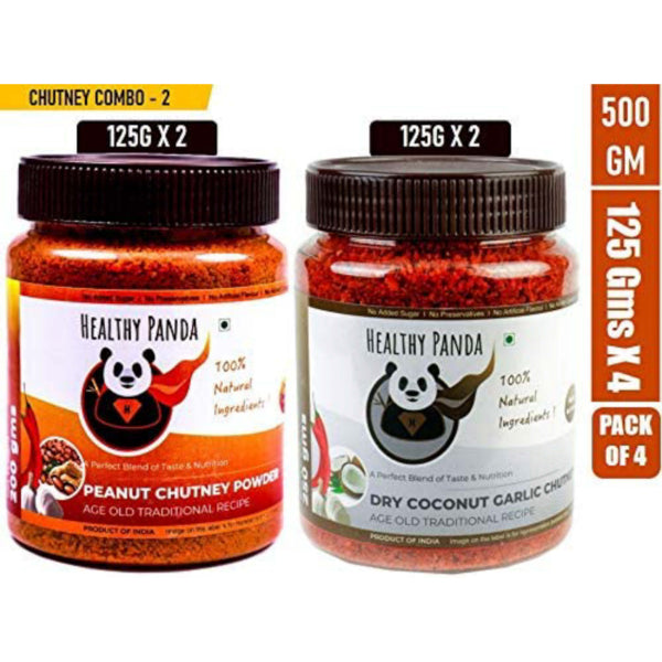 Combo Pack Of Peanut Chutney Powder and Dry Coconut Garlic Chutney – 250 g (125g Pack of 2)