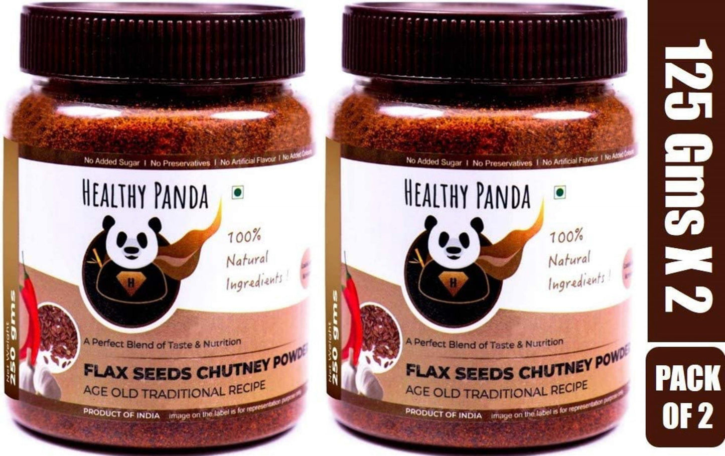 Healthy Panda Flax Seed Chutney Powder - 250 g (125g Pack of 2)