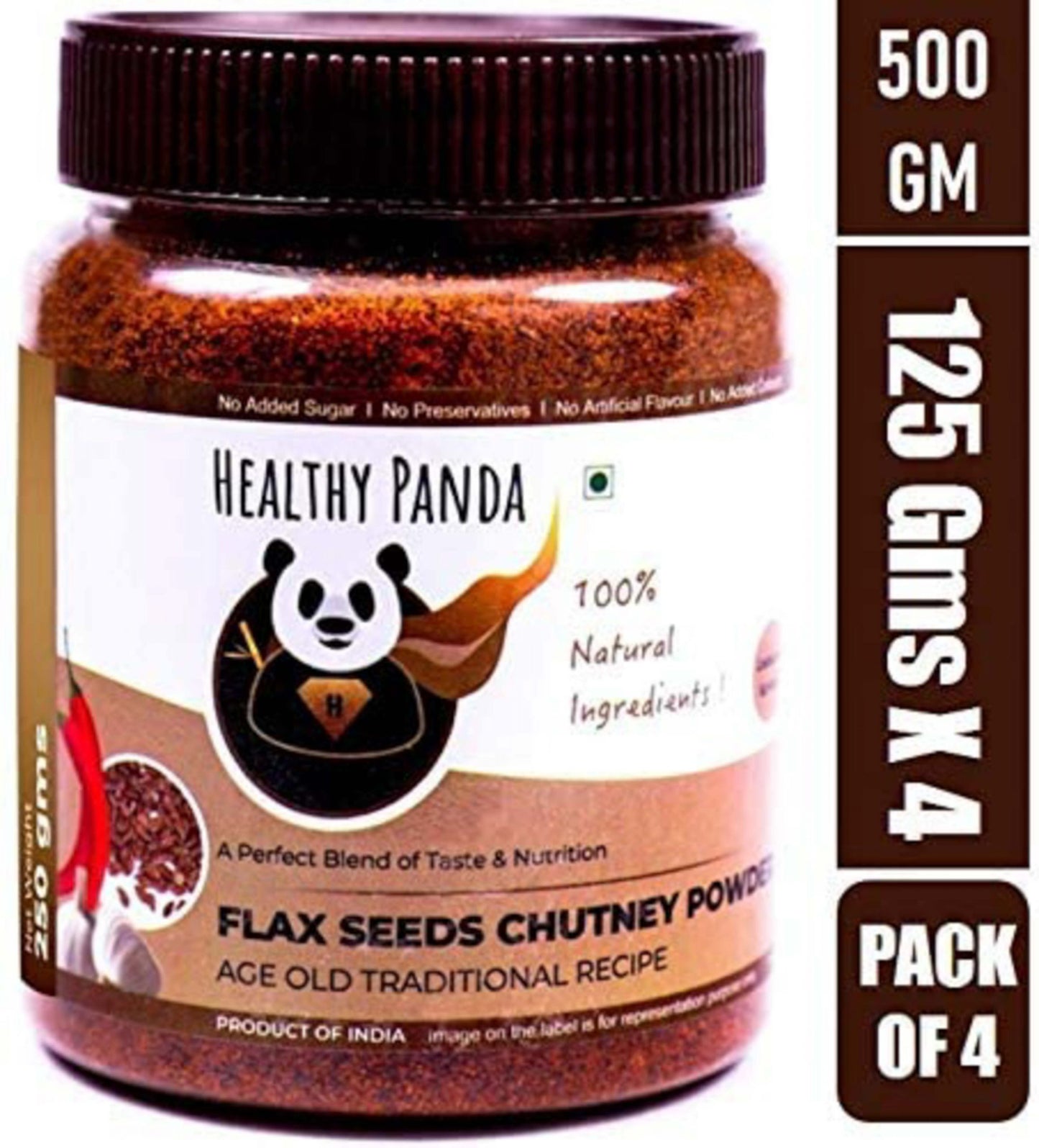 Healthy Panda Flax Seed Chutney Powder - 250 g (125g Pack of 2)