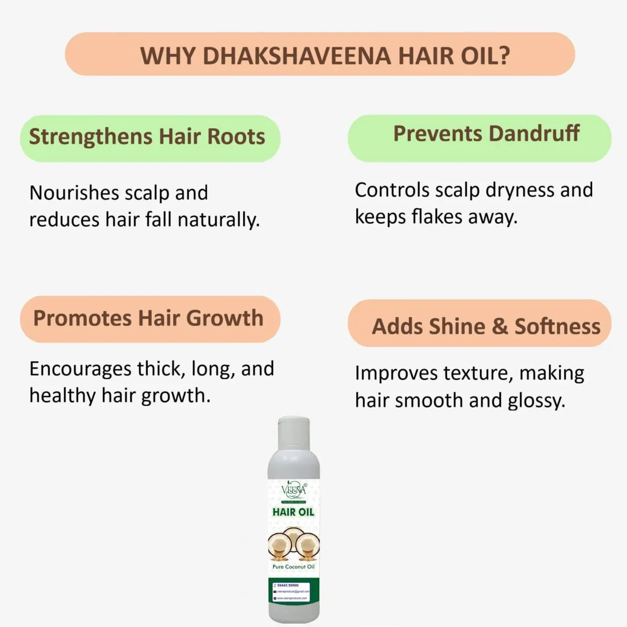 Veena Dhakshaveena Hair Oil - 200 ML ( Pack of 2 ) - Orgoshops