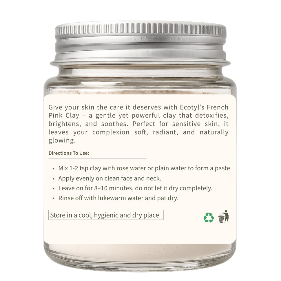 Ecotyl French Pink Clay | Gentle Detox Clay | Skin Brightening  - 80g