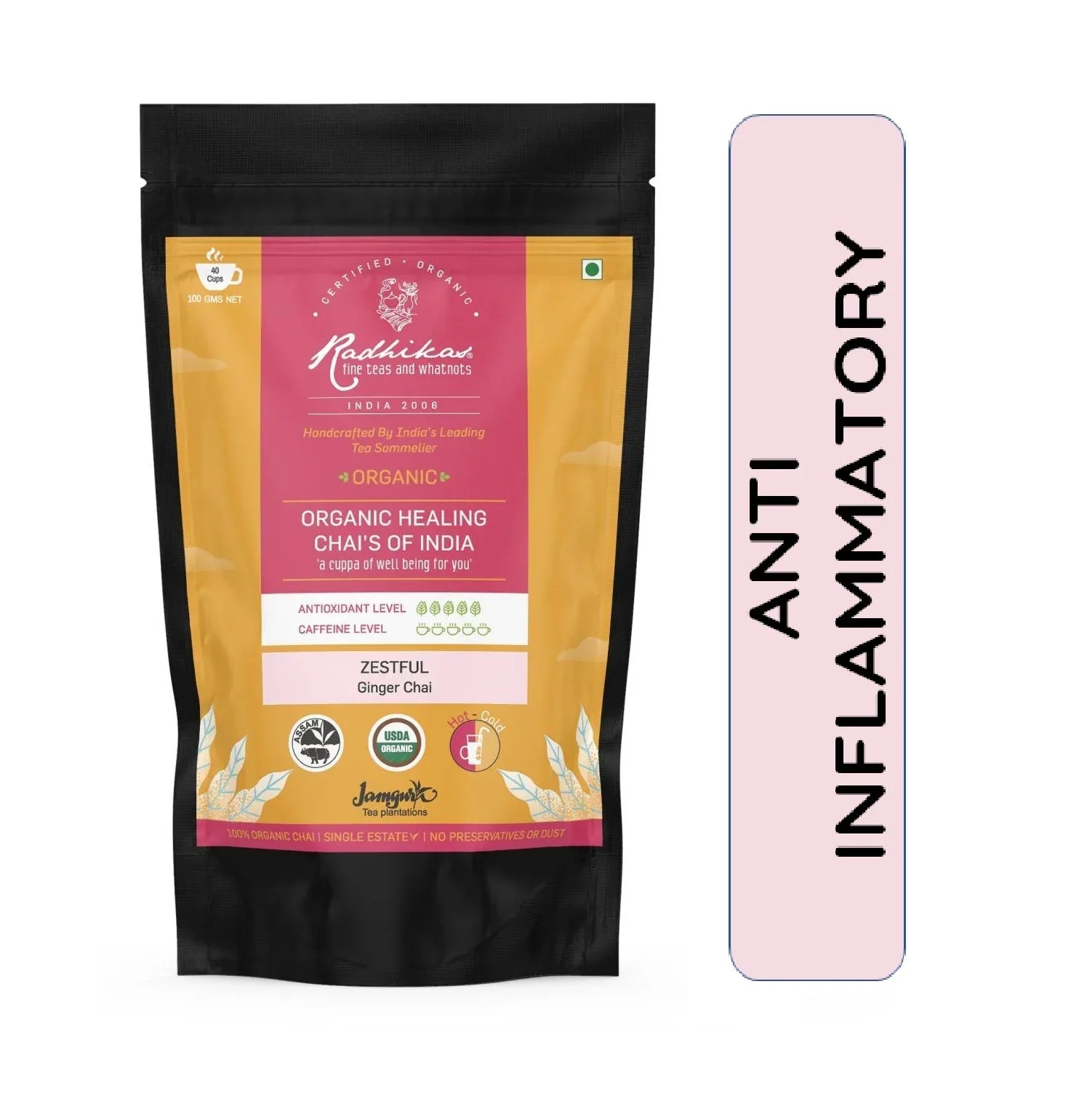 Zestful Ginger Chai | Assam CTC Chai | Cold & Hot Brew | (100 gm) Makes 40 Cups - Orgoshops